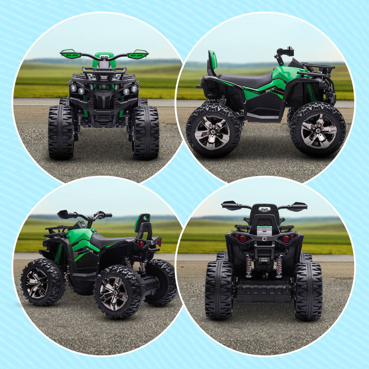 Electric quad for children, children's quad with forward, reverse function, MP3 music player, children's vehicle with headlight