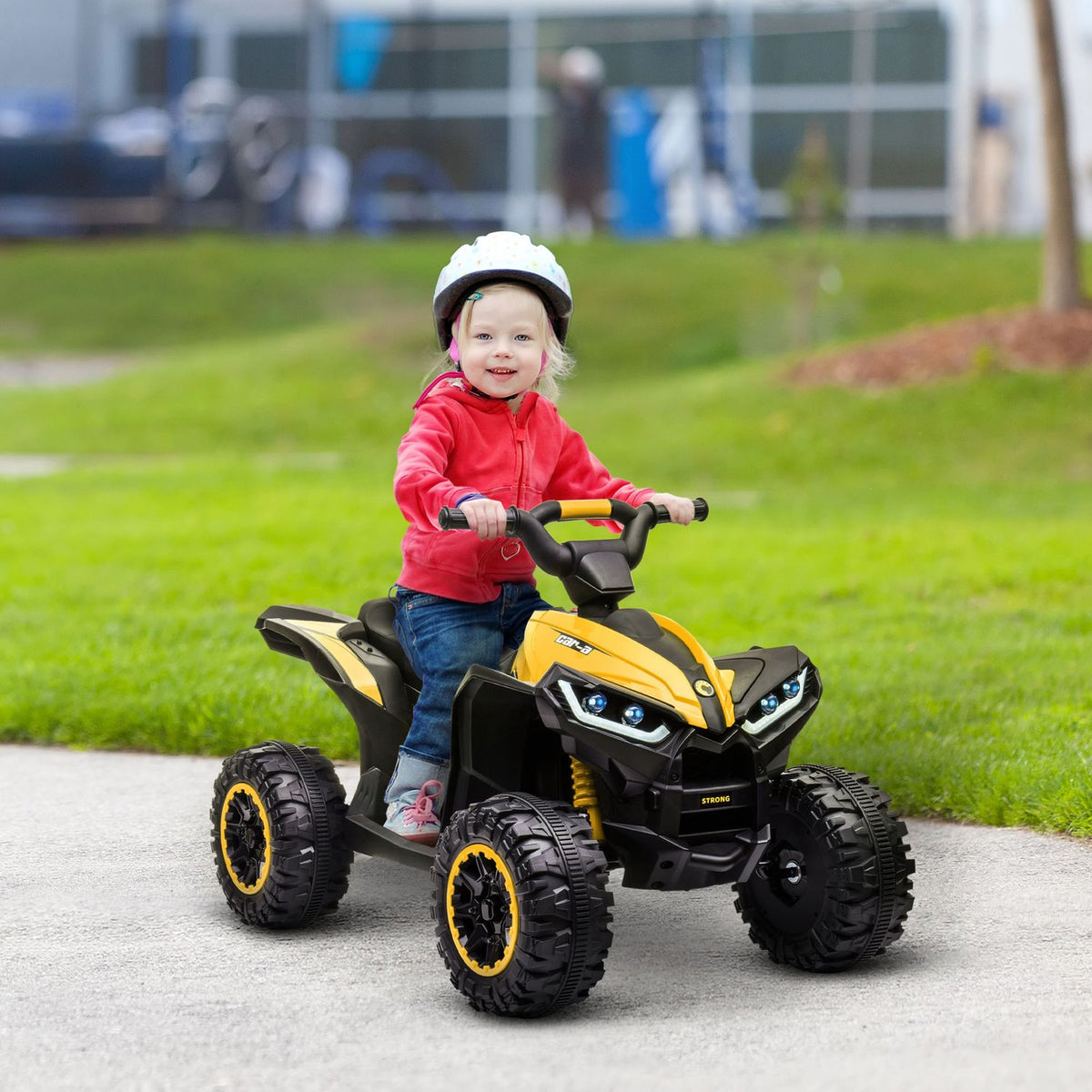 Electric quad for children, children's quad with forward, reverse function, USB port, MP3 music player, children's vehicle with 2 motors