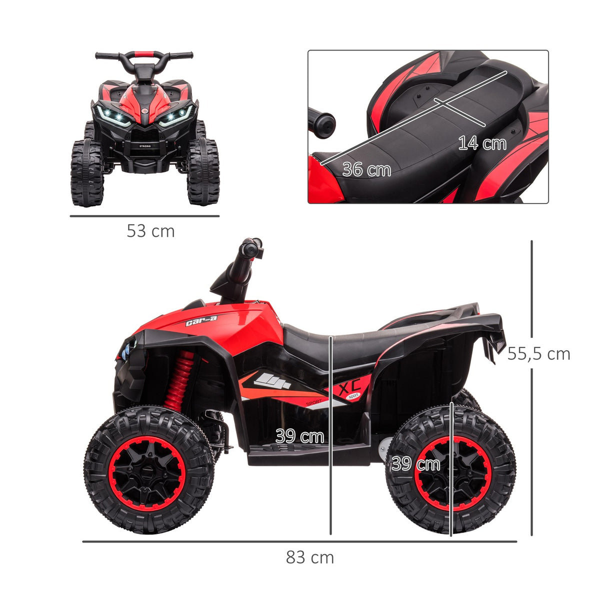 Electric quad for children, children's quad with forward, reverse function, USB port, MP3 music player, children's vehicle with 2 motors