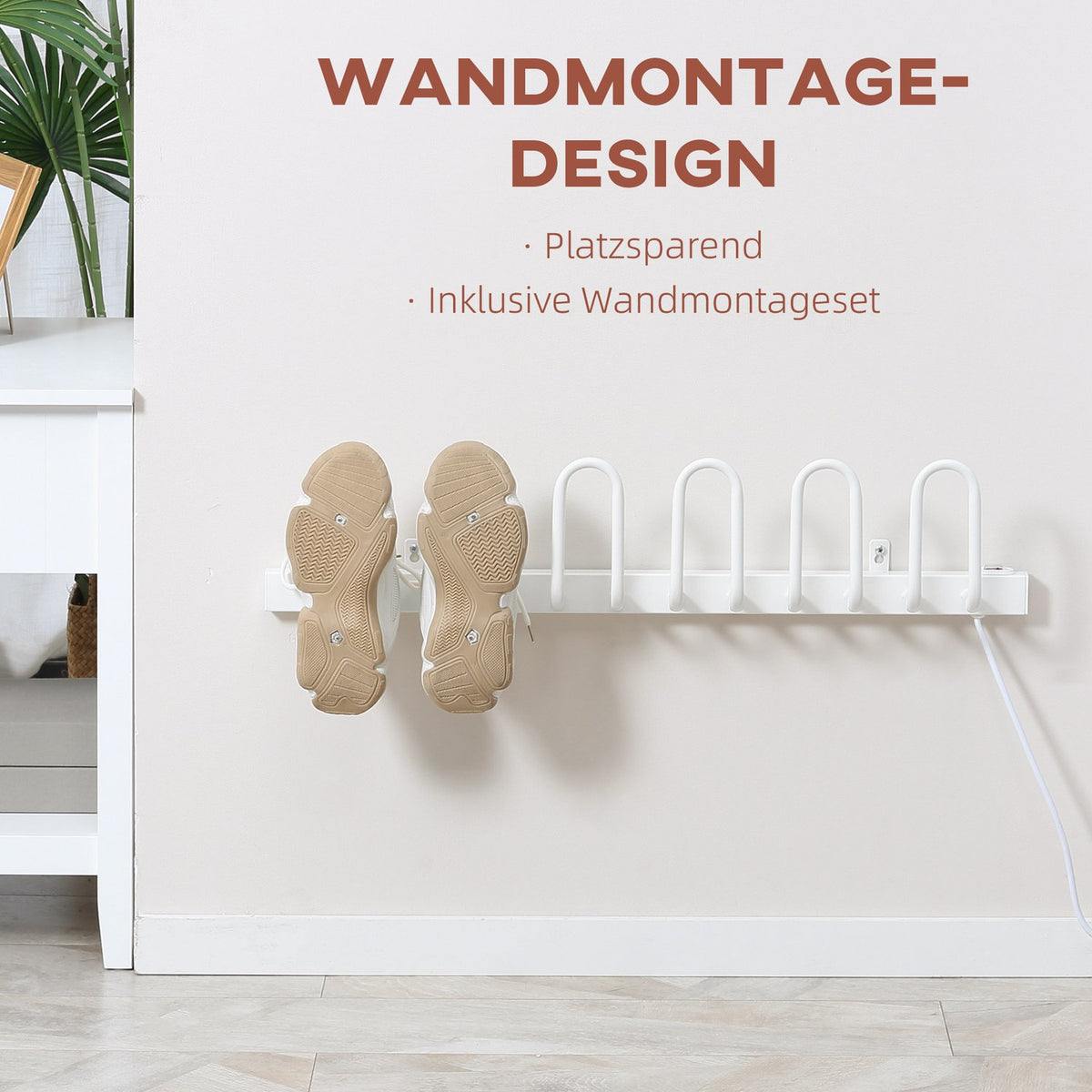 Electric shoe dryer 60 W for 3 pairs of shoes, 50 to 55°C, wall mounting, boot warmer & drying rack for gloves and socks