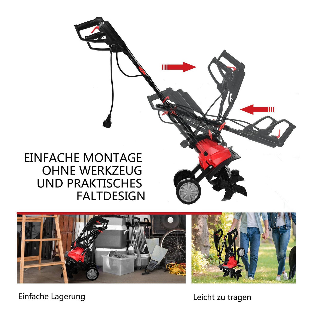 Electric tiller and cultivator electric tiller tiller garden tiller red and black