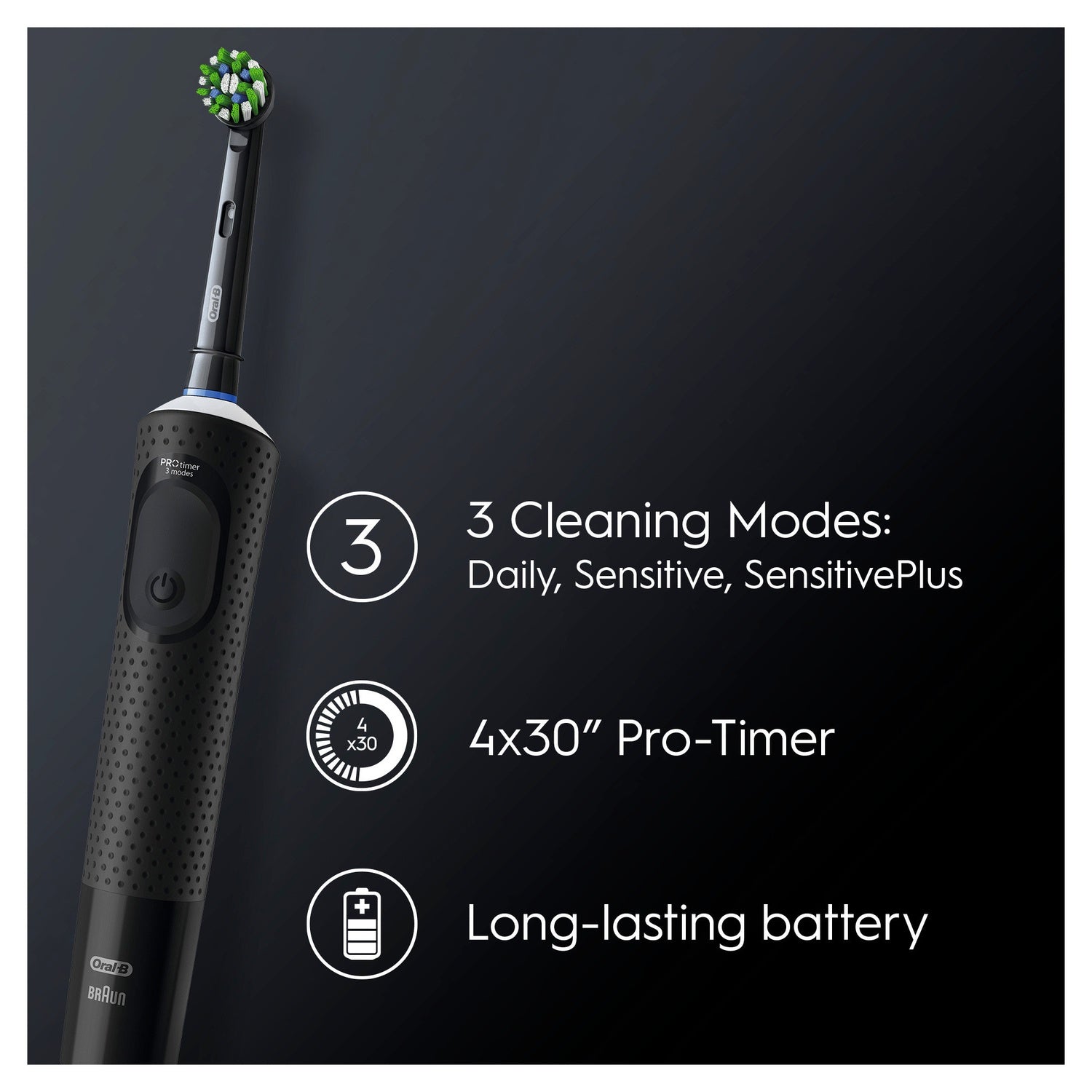 Electric toothbrush Vitality Pro Black Extra Refill