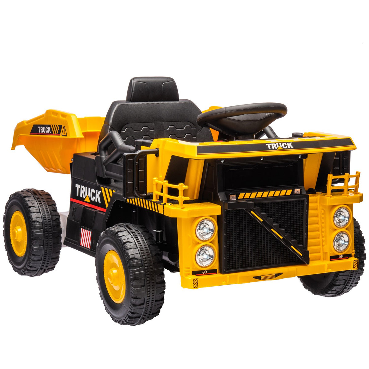 Electric tractor with shovel, 12 V children's ride-on tractor, children's electric car with MP3 function, children's vehicle with headlight, 3-6 km/h, for 3-5 years children, yellow