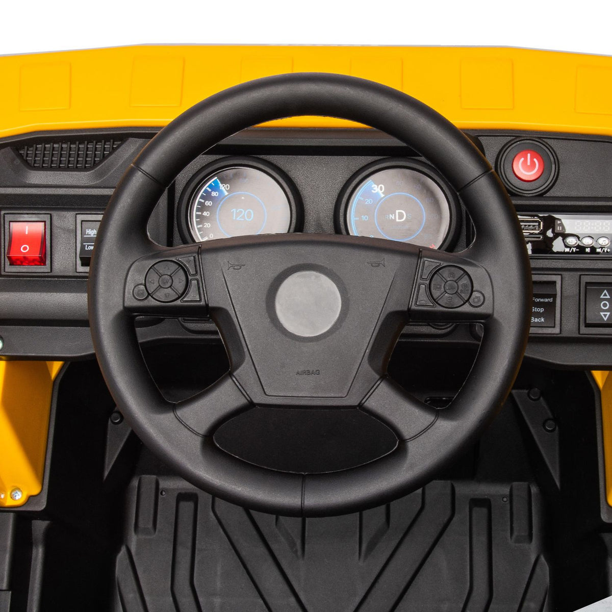 Electric tractor with shovel, 12 V children's ride-on tractor, children's electric car with MP3 function, children's vehicle with headlight, 3-6 km/h, for 3-5 years children, yellow