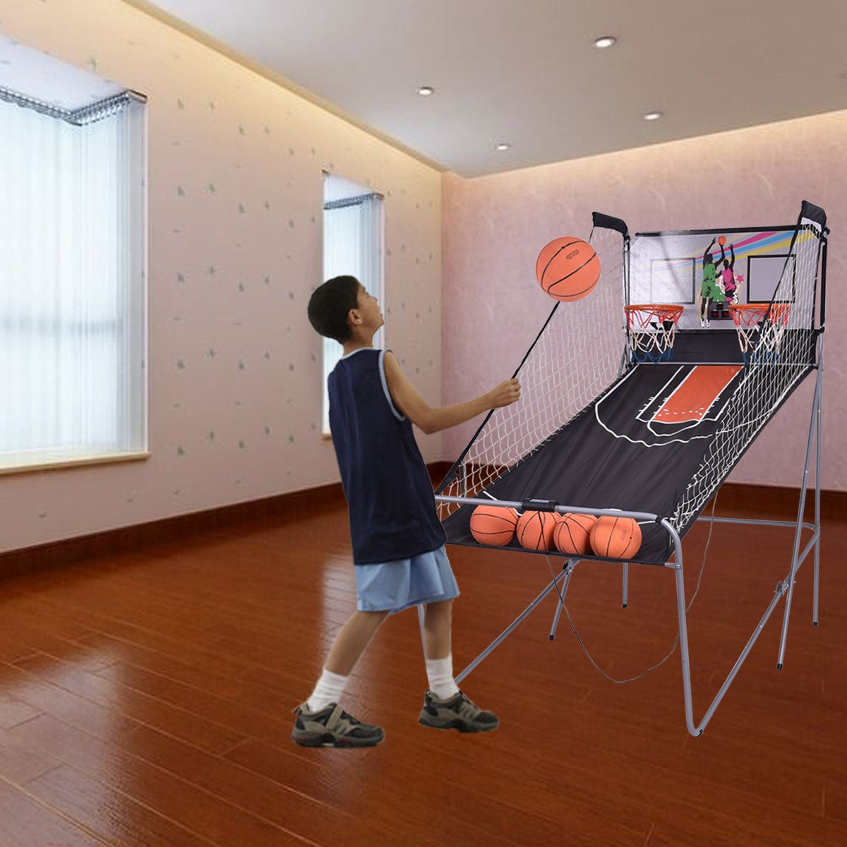 Electronic Basketball Arcade Game, Double Hoop, LED Scoreboard