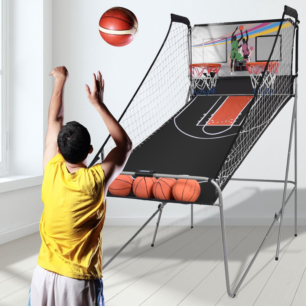 Electronic Basketball Arcade Game, Double Hoop, LED Scoreboard