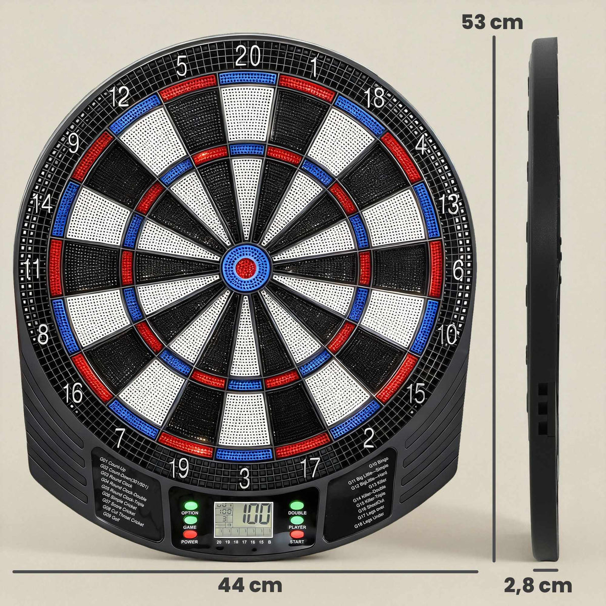 Electronic Dartboard, 1-8 Players, LCD Display, 6 Dart Sets