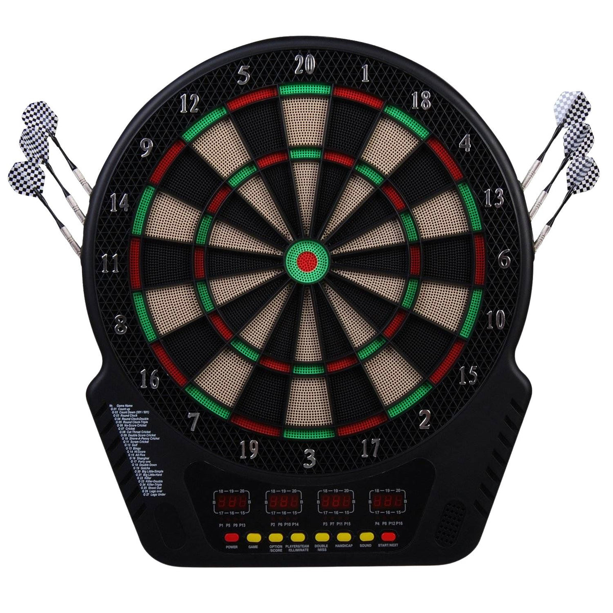 Electronic Dartboard Dartboard Dart Set With 6 Darts 24 Dart Heads 27 Games 243 Hit Options For 16 Players Multicolored 44 X 51.5 X 3.2 Cm