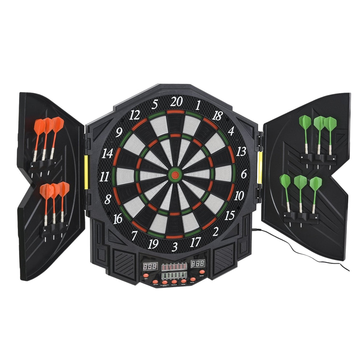 Electronic Dartboard Dartboard With Door Incl. 4 Led 216 Games 12 Arrows Up To 8 Players Abs + Pp 49 X 54.6 X 5.5 Cm