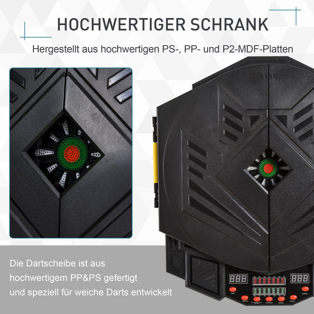 Electronic Dartboard Dartboard With Door Incl. 4 Led 216 Games 12 Arrows Up To 8 Players Abs + Pp 49 X 54.6 X 5.5 Cm