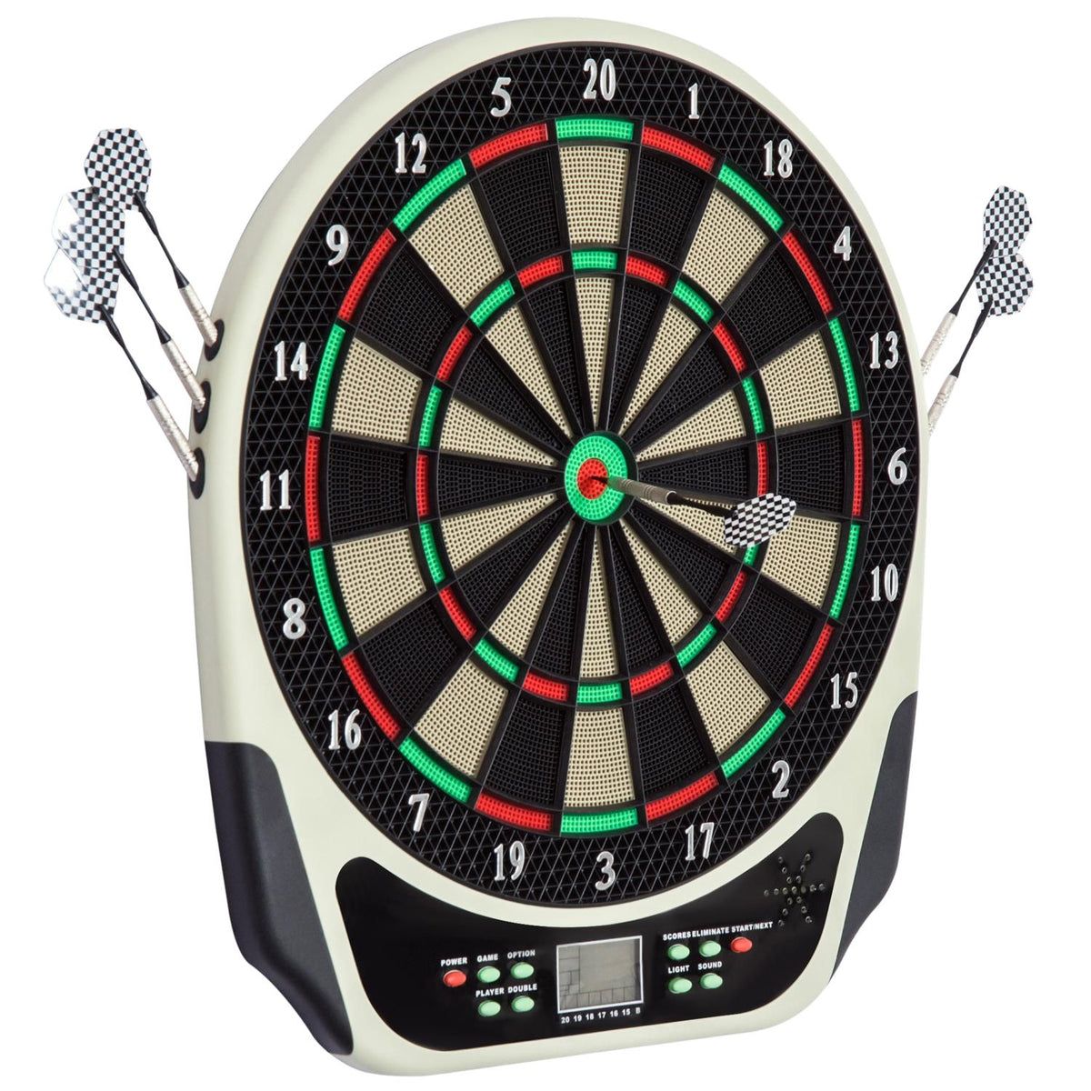 Electronic dartboard, dartboard with LCD display, 6 darts, 24 dart heads, 18 games, 159 hit options, for 8 players