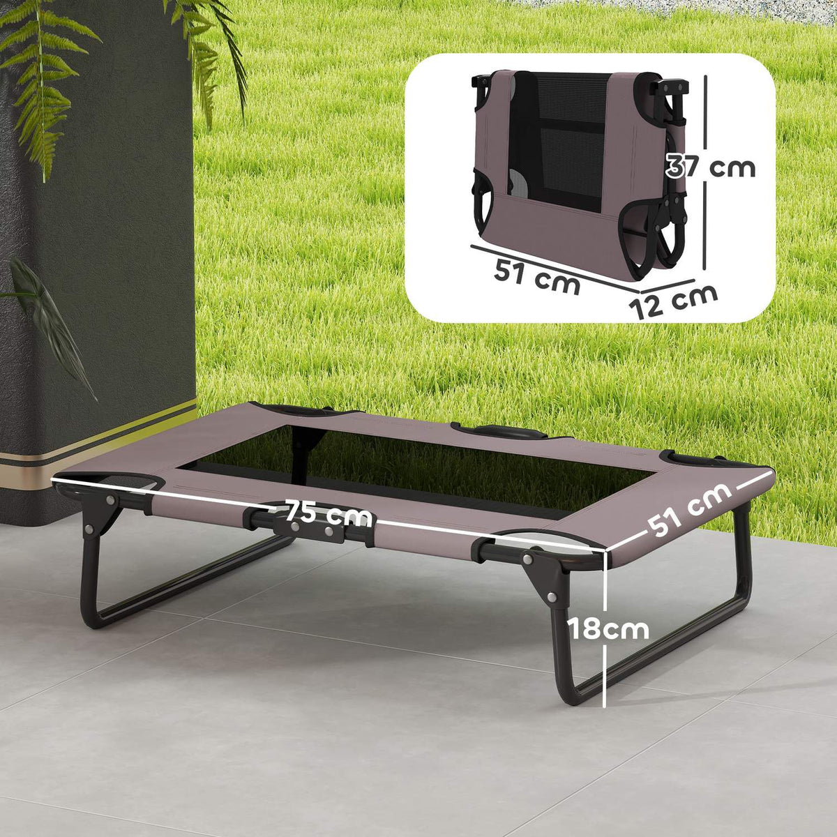 Elevated Dog Bed Foldable Pet Bed Outdoor Dog Lounger with Mesh Design Breathable for Small and Medium Dogs Coffee Oxford 75 x 51 x 18 cm |