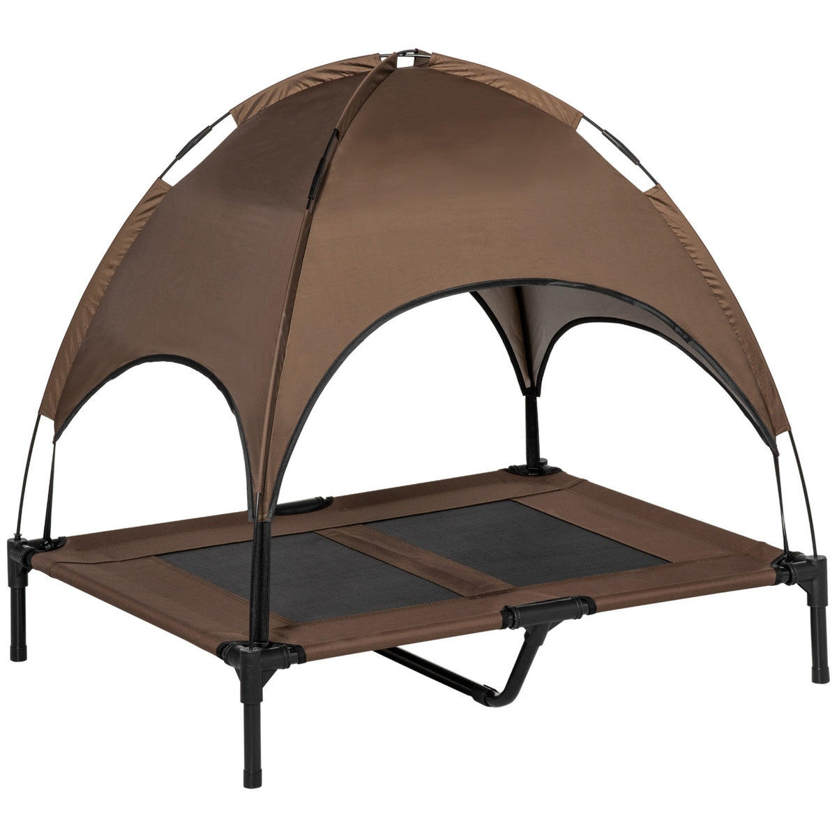 Elevated Dog Bed Outdoor Canopy Breathable Taffeta Fabric Coffee 92X76X90Cm