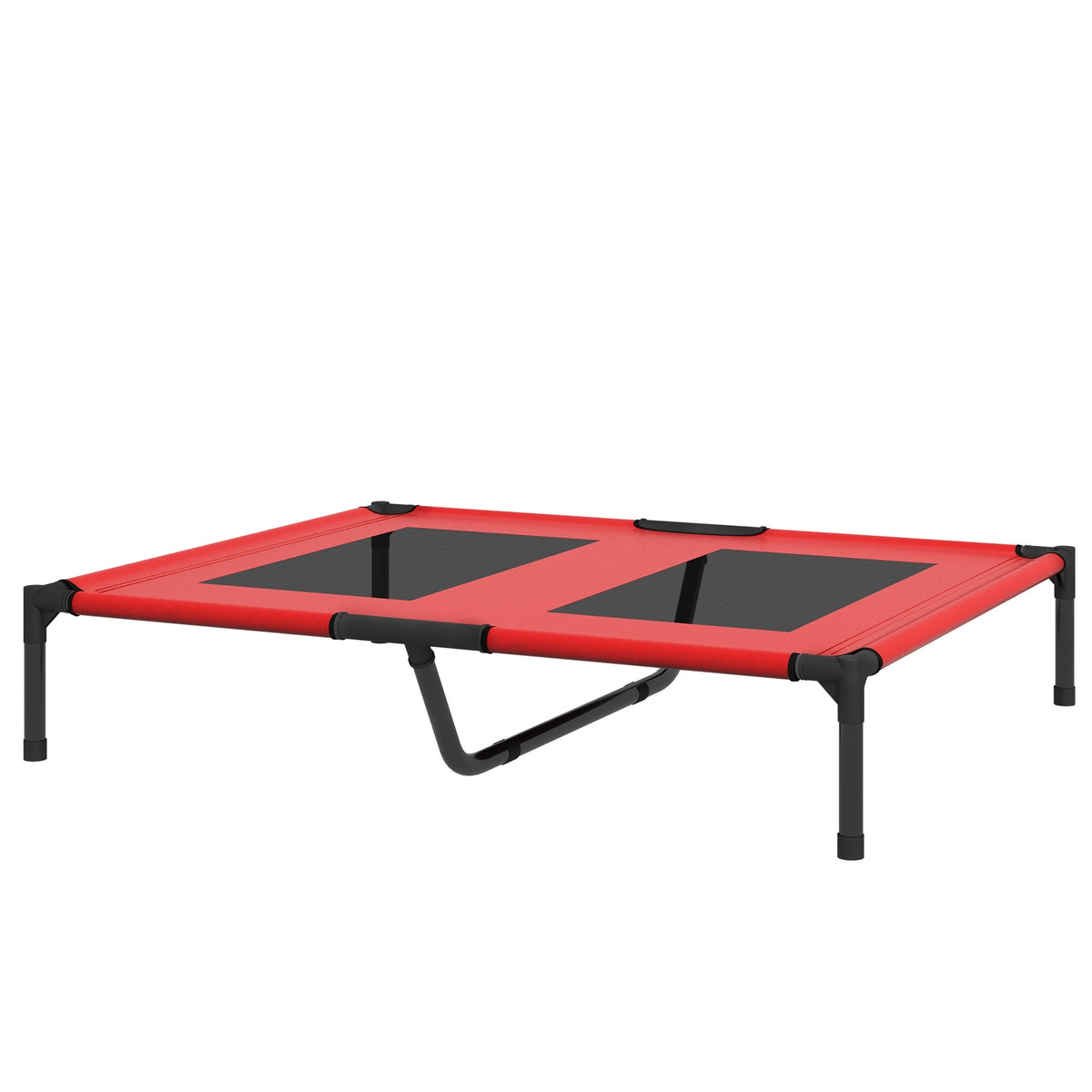 Elevated Dog Bed, Pet Bed, Outdoor Dog Lounger, Breathable Sleeping Place, for Large Dogs, Camping, Oxford, Red, 92 x 76 x 18 cm