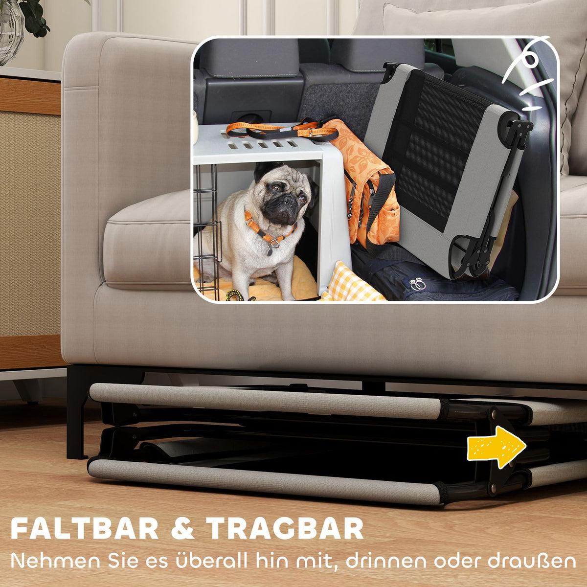 Elevated Dog Bed with Breathable Mesh, Large, Light Gray