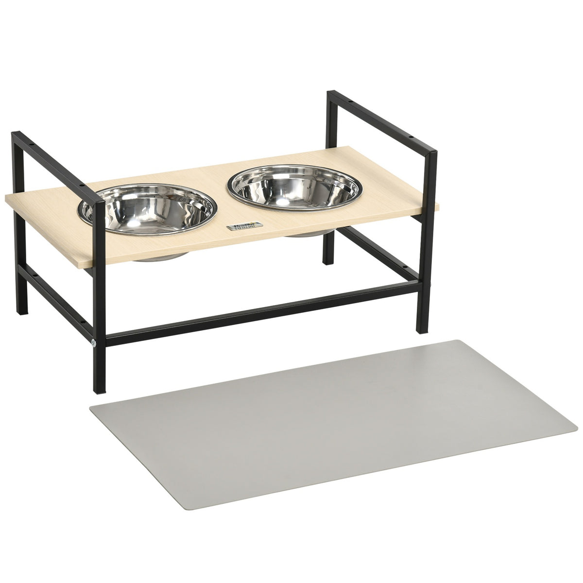 Elevated Dog Bowl Stainless Steel Feeding Bowl With Feeding Stand, Dog Mat, Adjustable For All Dogs