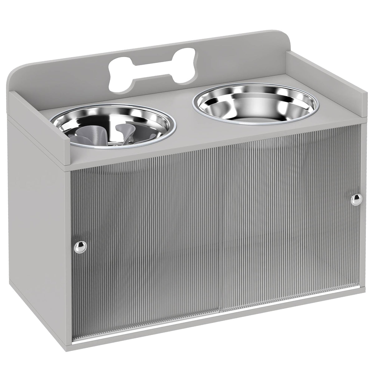 Elevated Dog Feeding Station with 2 Bowls, MDF & Stainless Steel