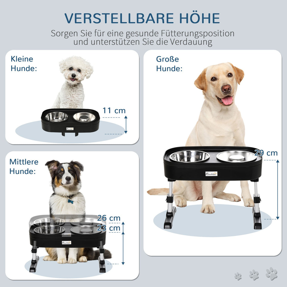 Elevated Feeding Station Adjustable Feeding Bowl, Stainless Steel Dog Bowl, 2 Bowls With Stand
