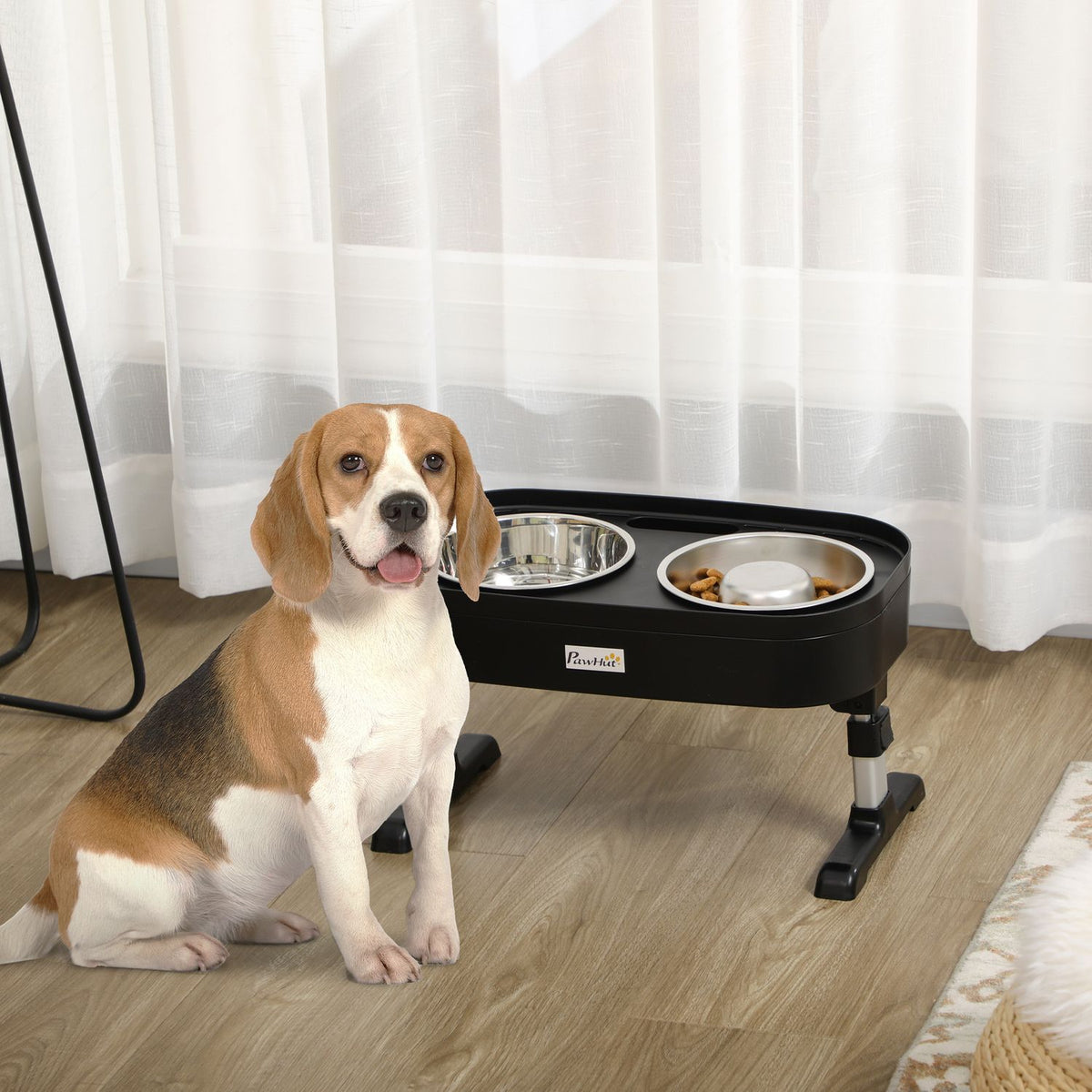Elevated Feeding Station Adjustable Feeding Bowl, Stainless Steel Dog Bowl, 2 Bowls With Stand