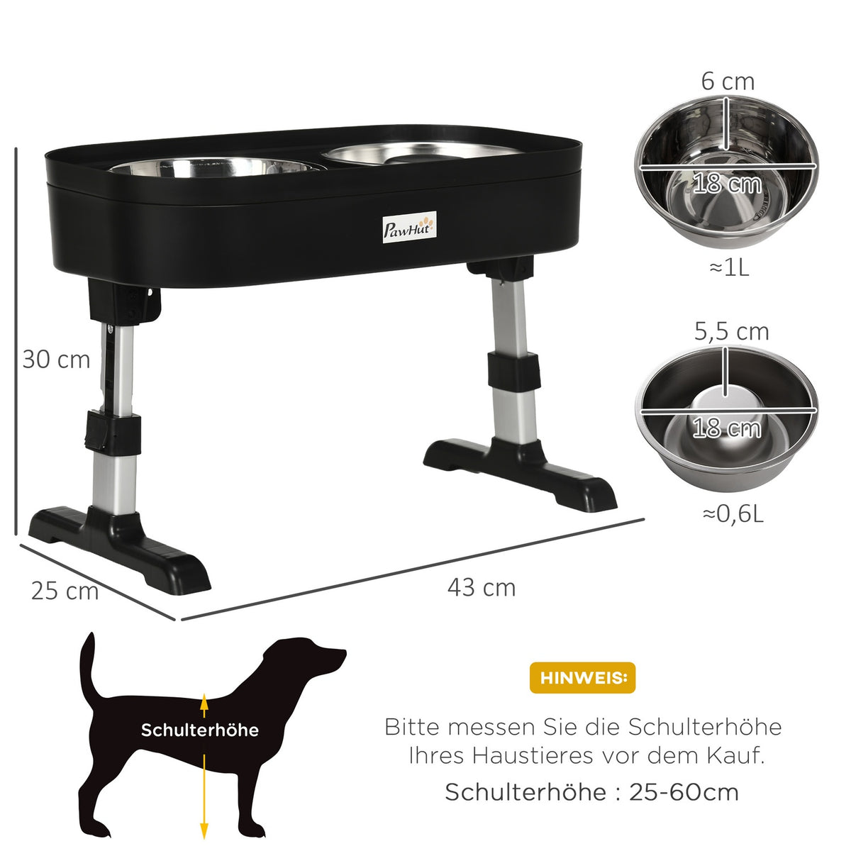 Elevated Feeding Station Adjustable Feeding Bowl, Stainless Steel Dog Bowl, 2 Bowls With Stand