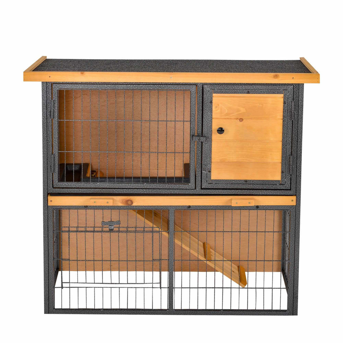 Elevated Small Animal Cage, Lockable Wood-Metal, 89.5x45x81 cm