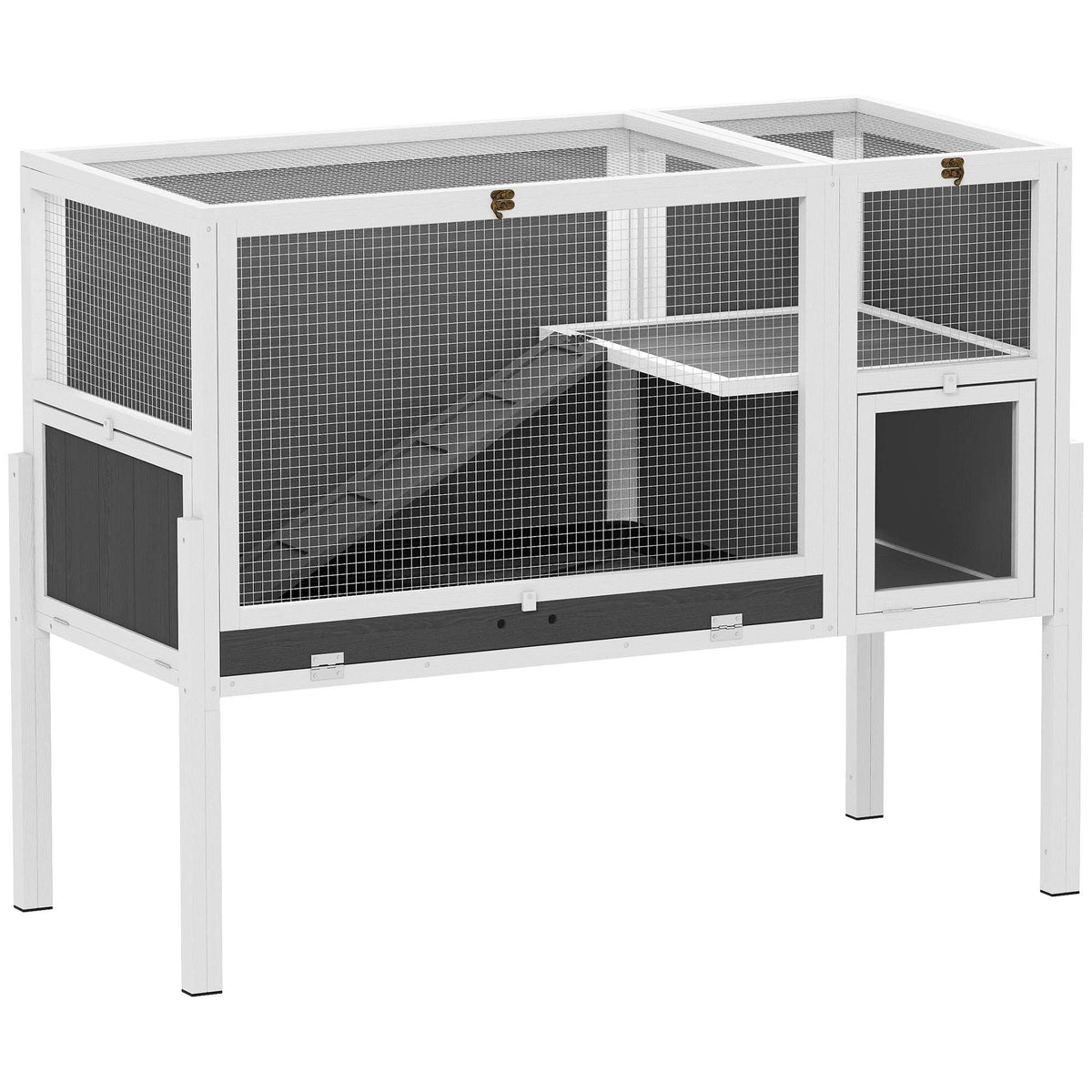 Elevated Small Pet Hutch for Rabbits & Hamsters, Wood & Metal