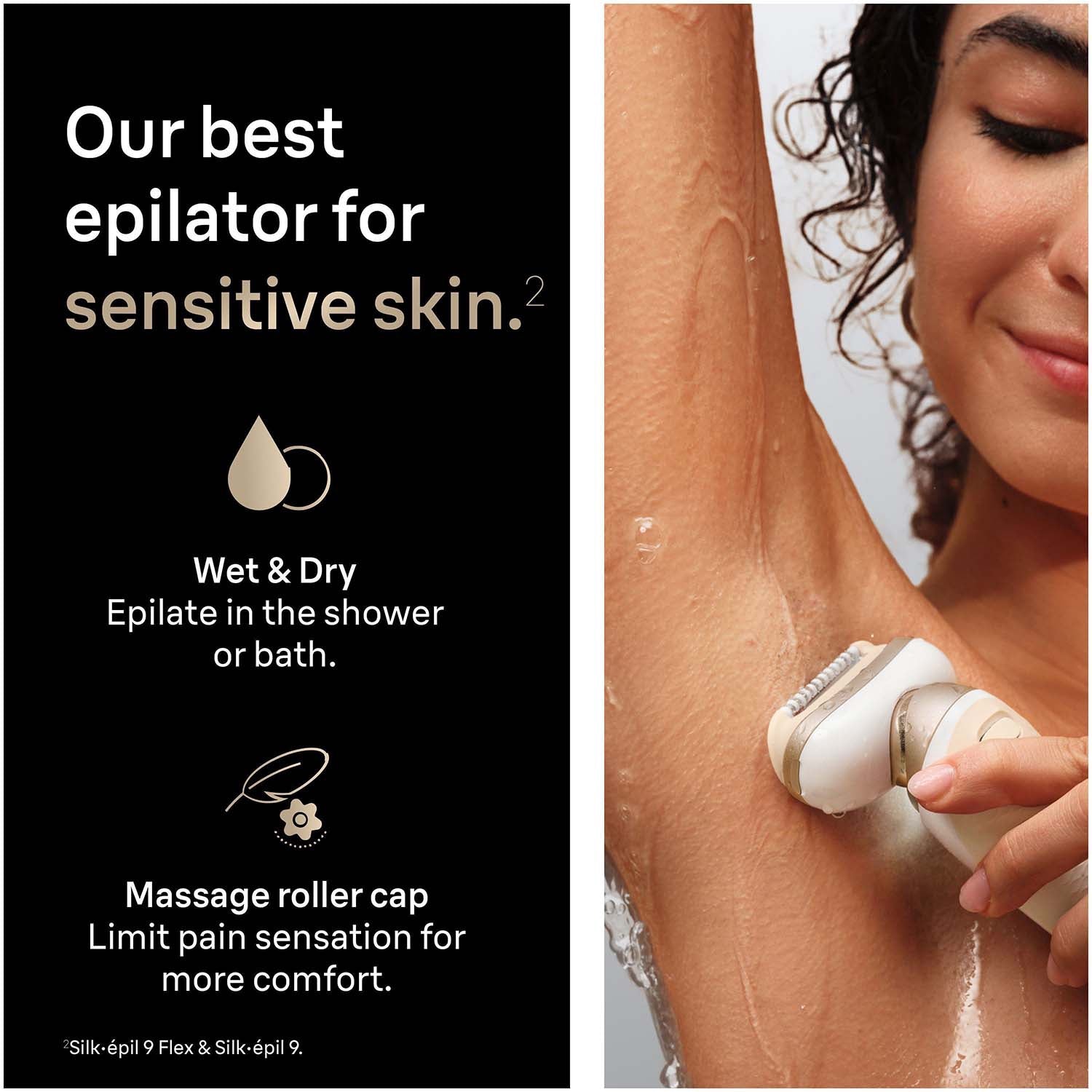 Epilator Wet & Dry, Long-Lasting Smooth Skin, Gold