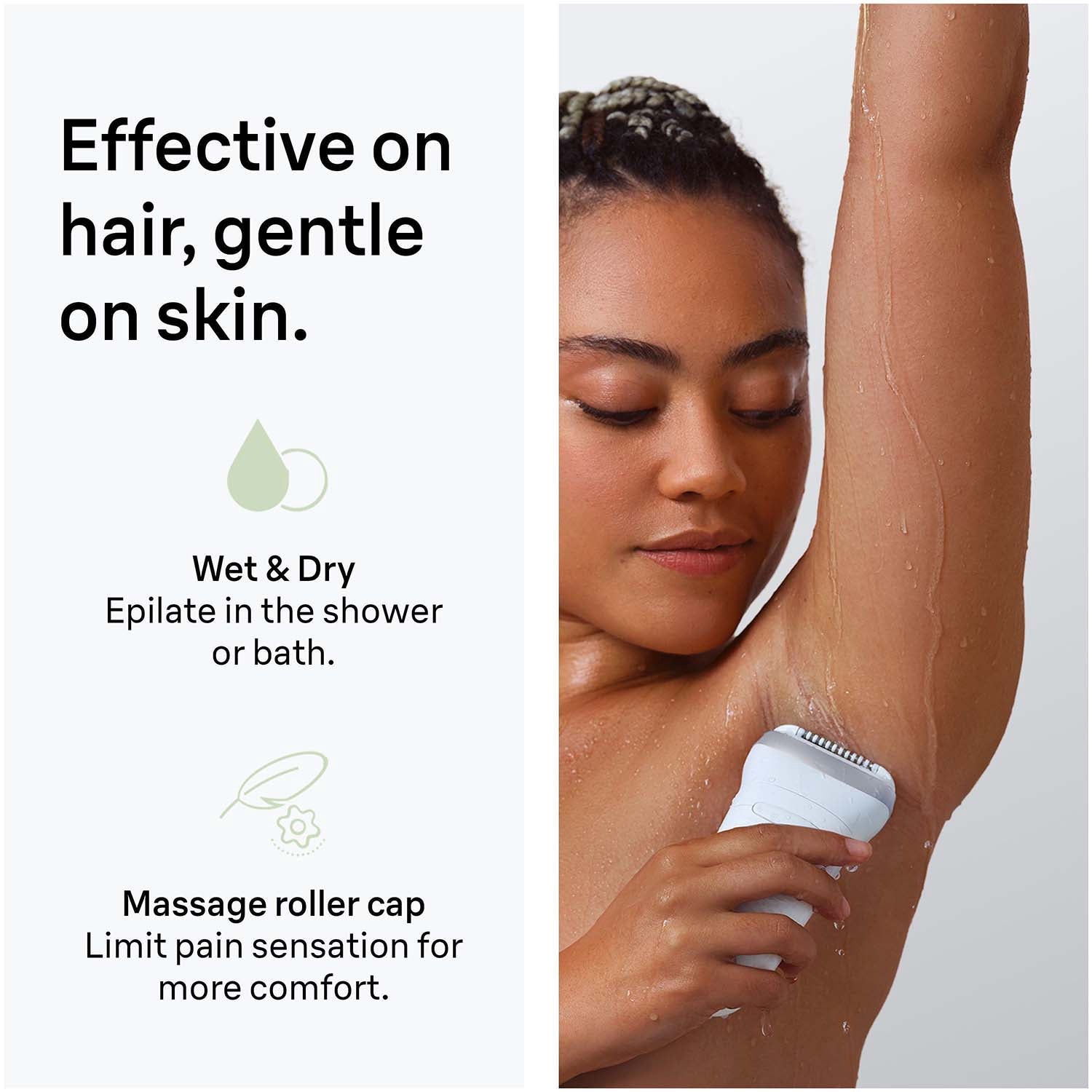 Epilator Wet & Dry, Long-Lasting Smooth Skin, Silver