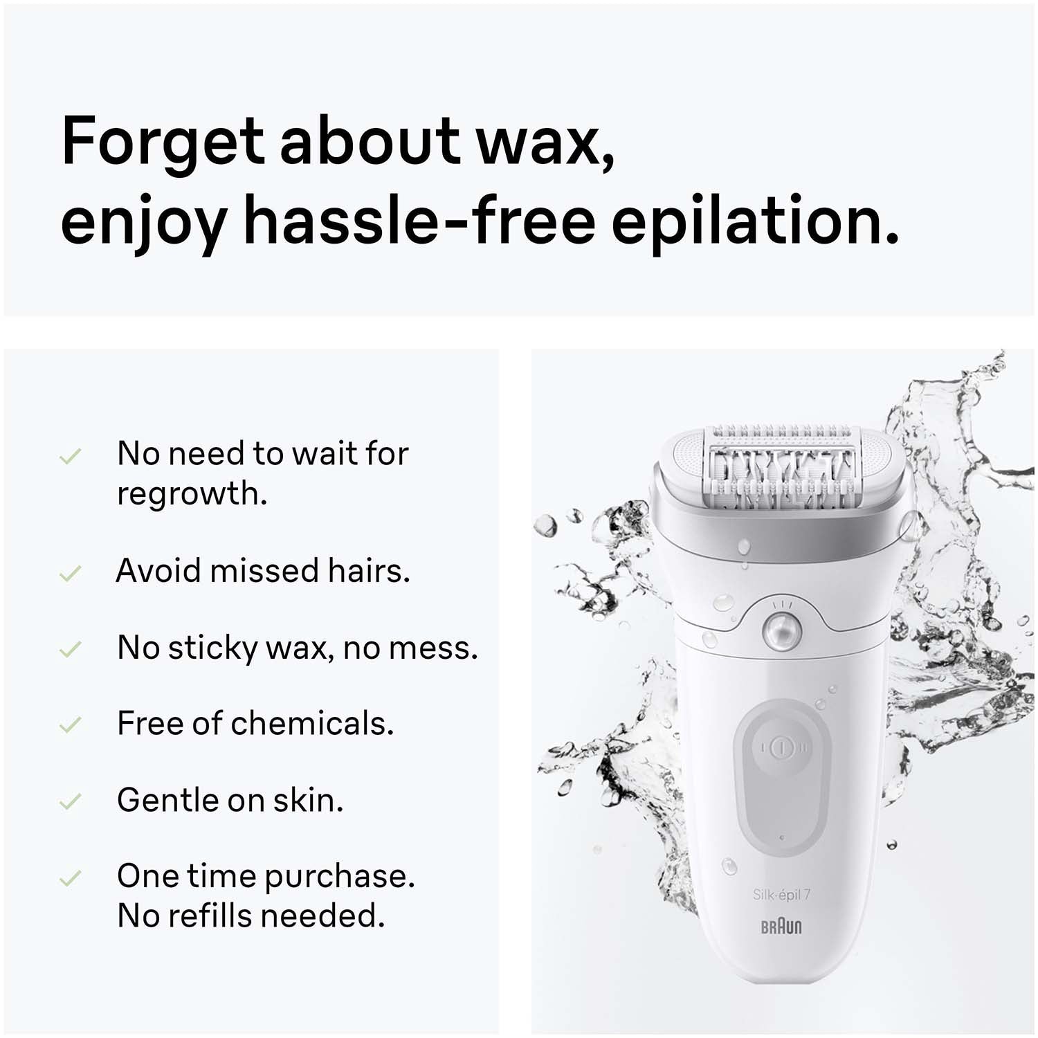 Epilator Wet & Dry, Long-Lasting Smooth Skin, Silver