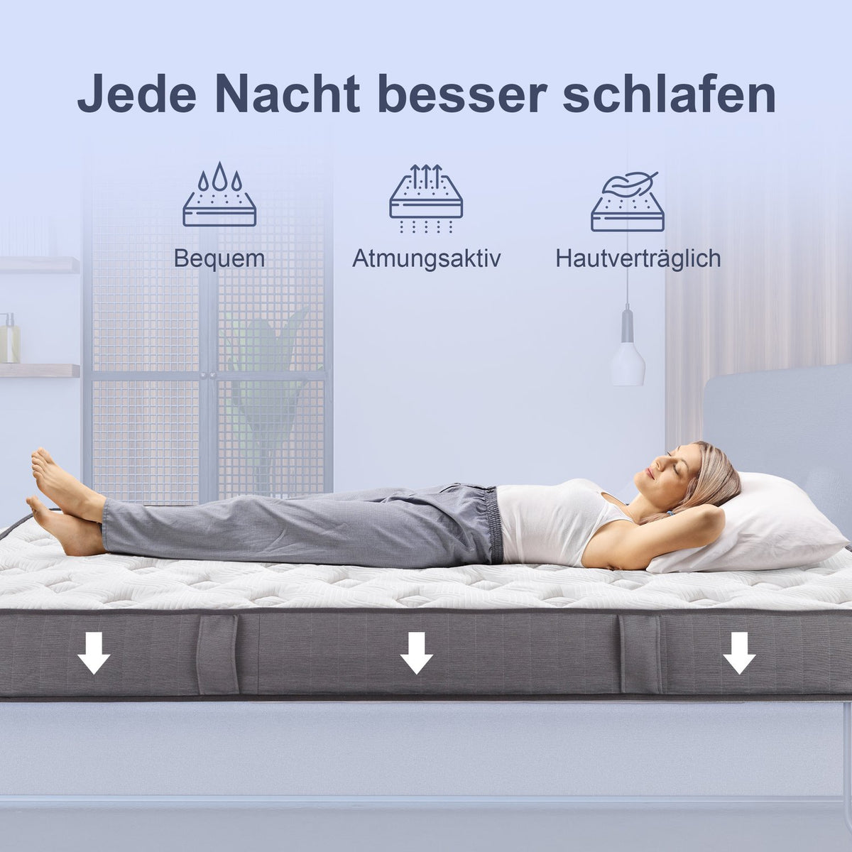 Ergonomic 7-Zone Mattress 90x200 cm, Washable Cover