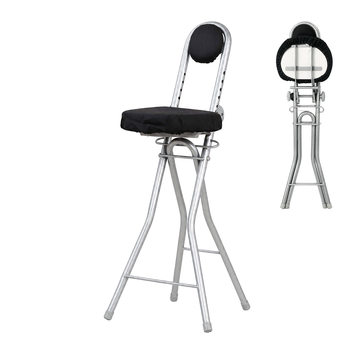 Ergonomic Adjustable Standing Stool, Black/Silver