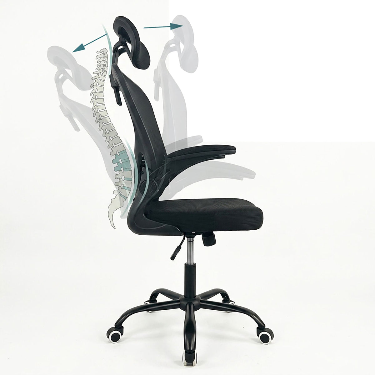 Ergonomic Black Office Chair with Head & Lumbar Support