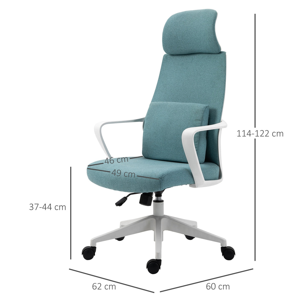 Ergonomic Executive Chair Height-Adjustable, Massage Function, Gaming Chair, Nylon, Blue, 62X60X114-122Cm