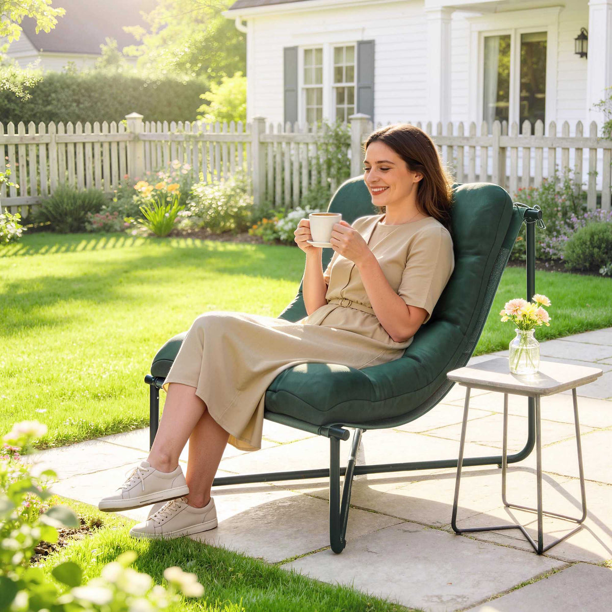 Ergonomic Garden Chair with Cushion, Breathable Mesh, 120kg Capacity