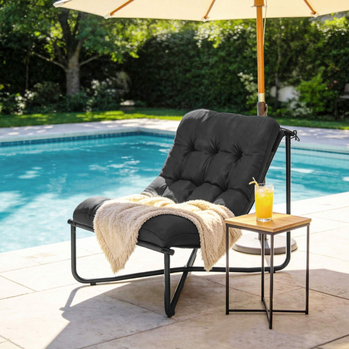 Ergonomic Garden Chair with Cushion, Dark Grey, 120kg Capacity