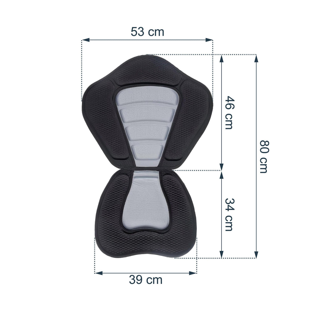 Ergonomic Kayak Seat Pad with Adjustable Straps, Black-Grey