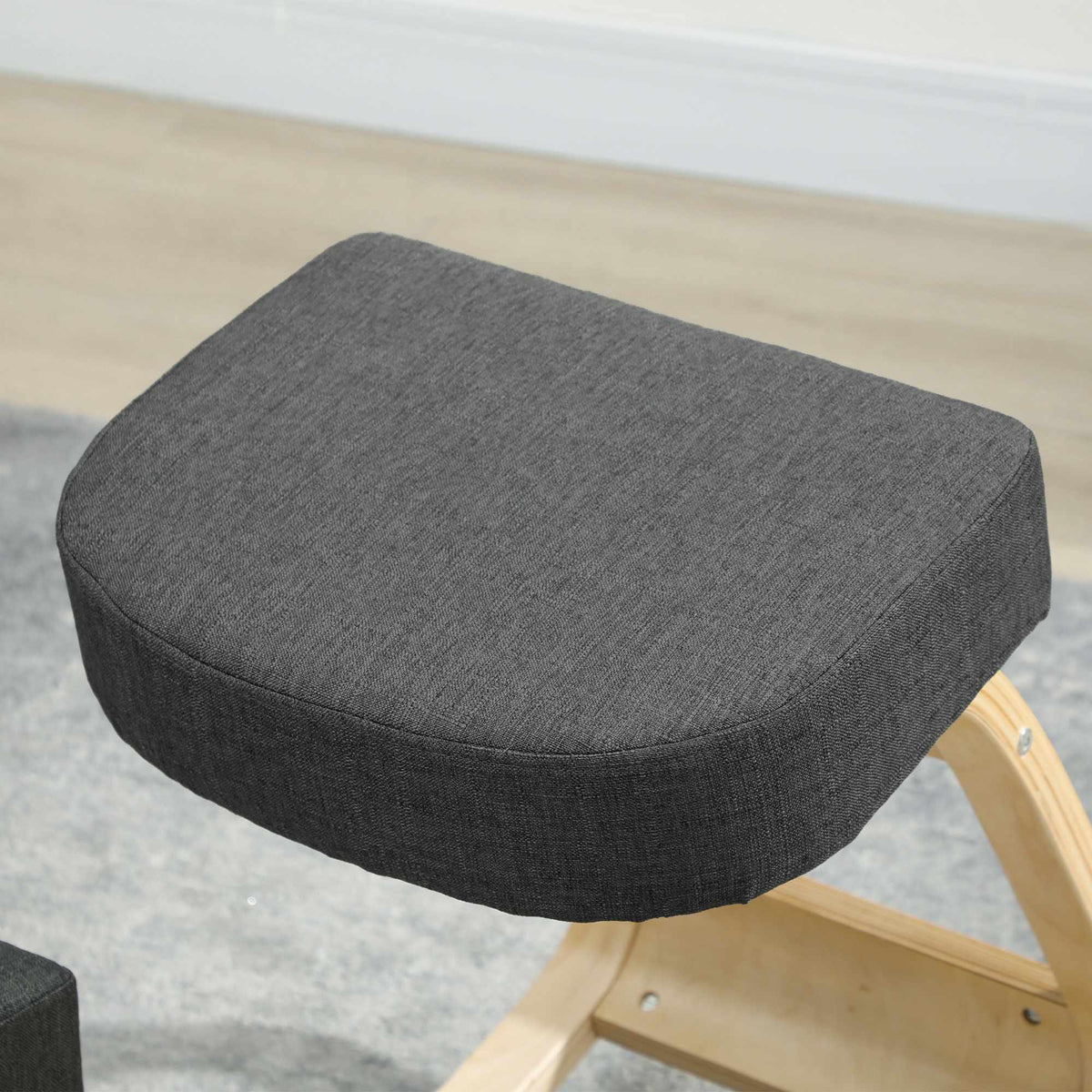 Ergonomic Kneeling Chair, Birch Wood, 120kg Capacity, Dark Grey