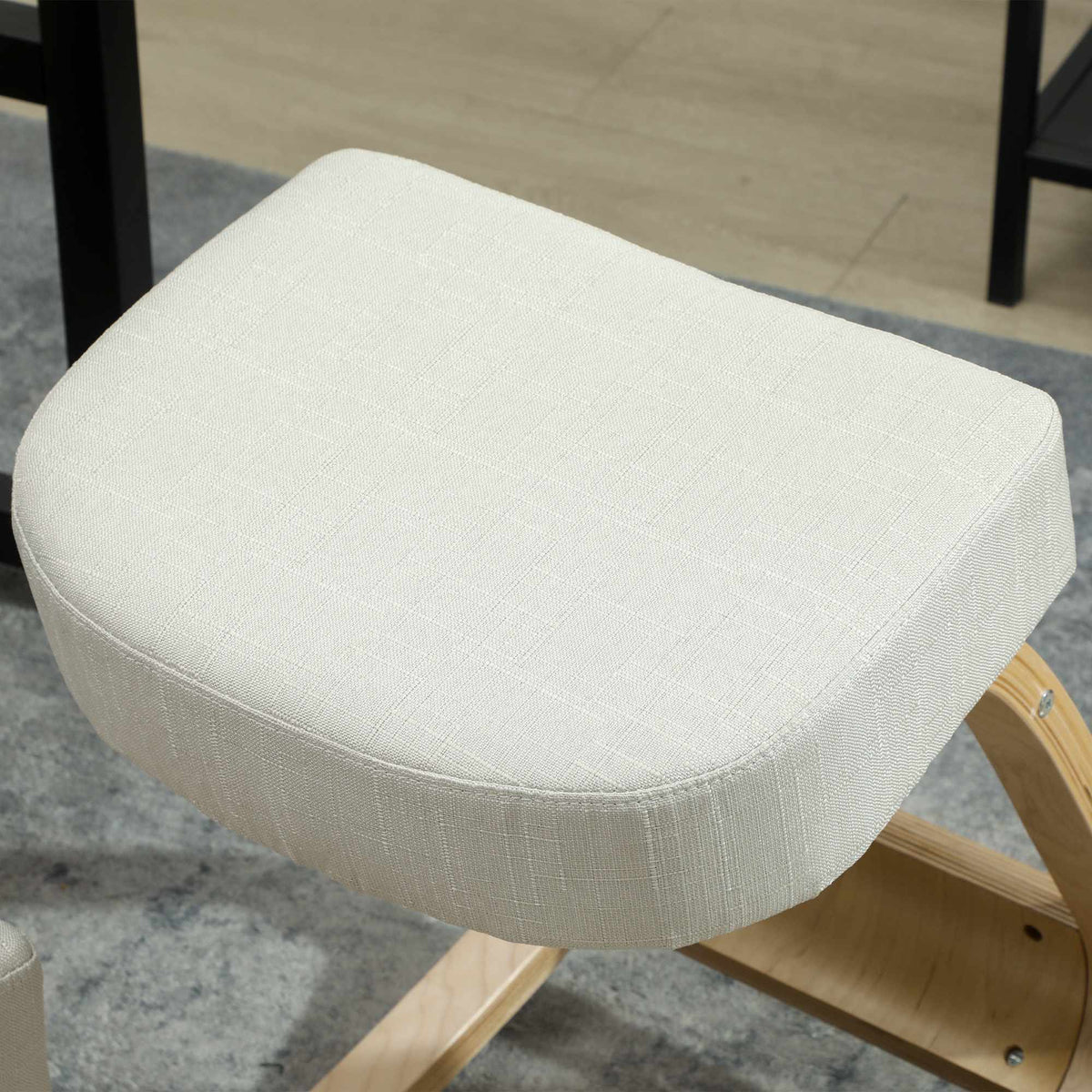 Ergonomic Kneeling Chair, Birch Wood, Cream White, 120kg Capacity