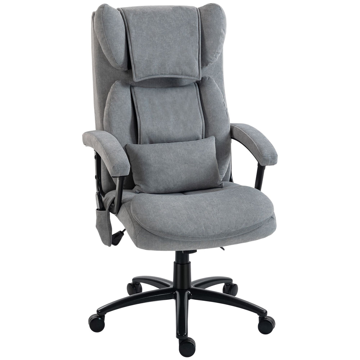 Ergonomic Massage Office Chair with High Back, Grey Velvet