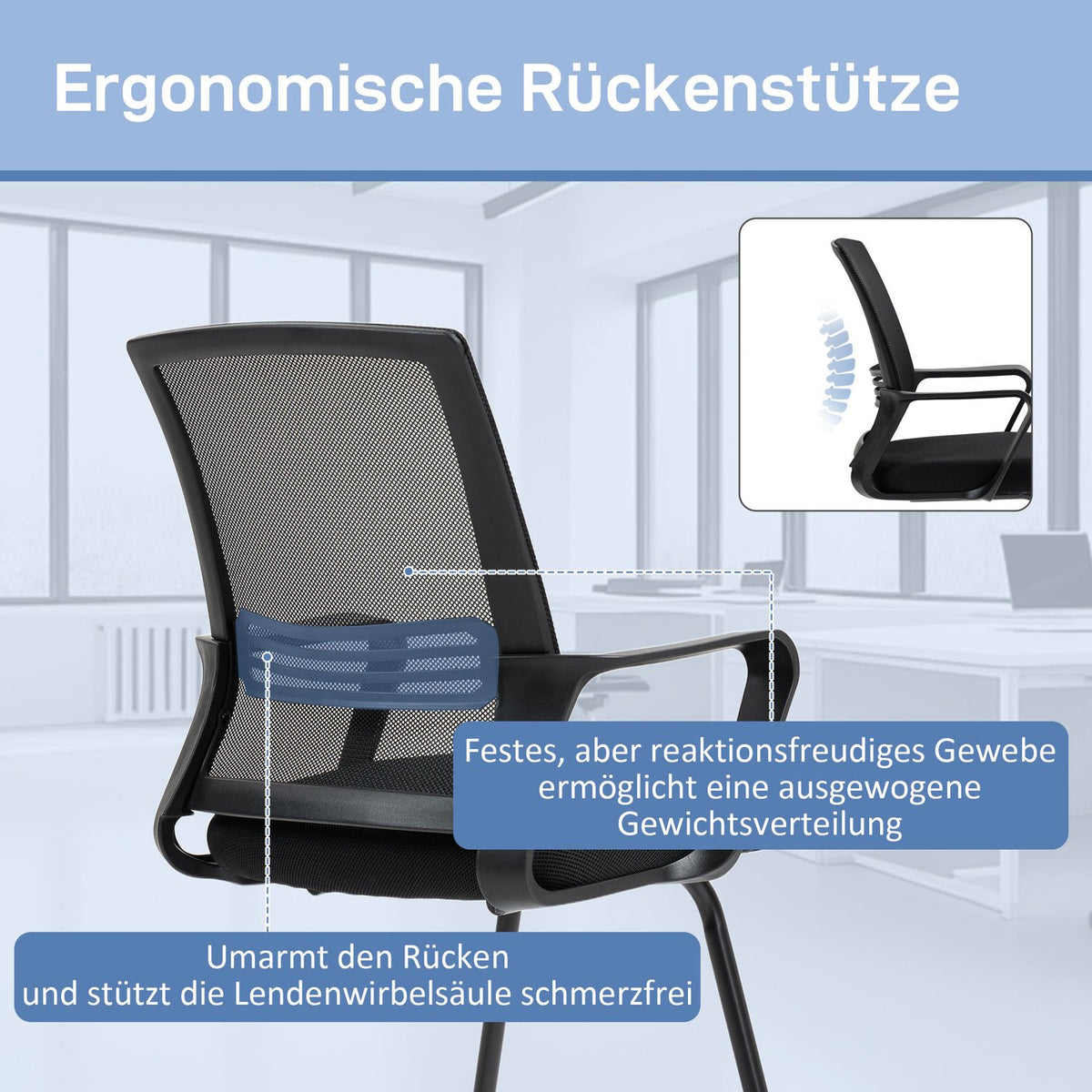 Ergonomic Mesh Chair, Foam, Metal Legs, Black