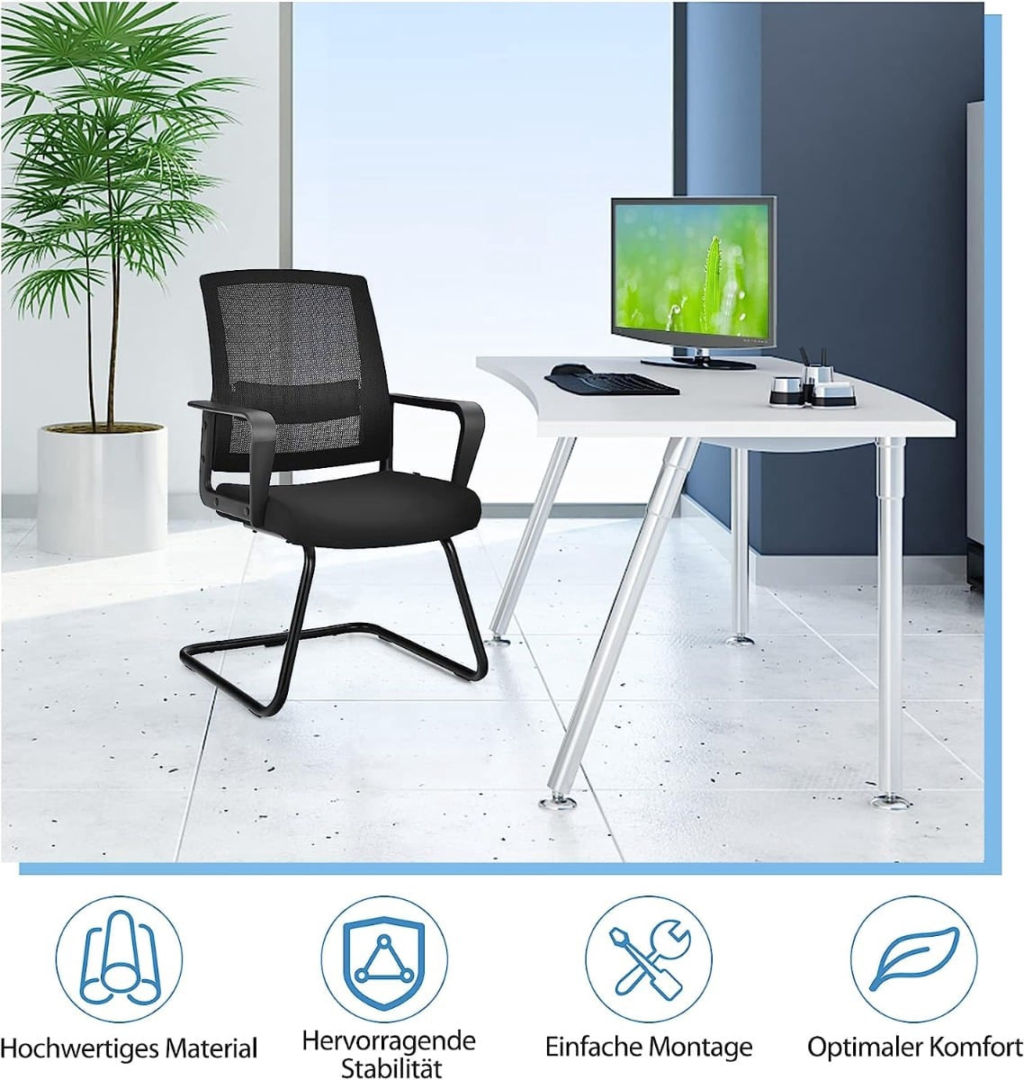 Ergonomic Mesh Office Chairs, Set of 2, 136kg Capacity
