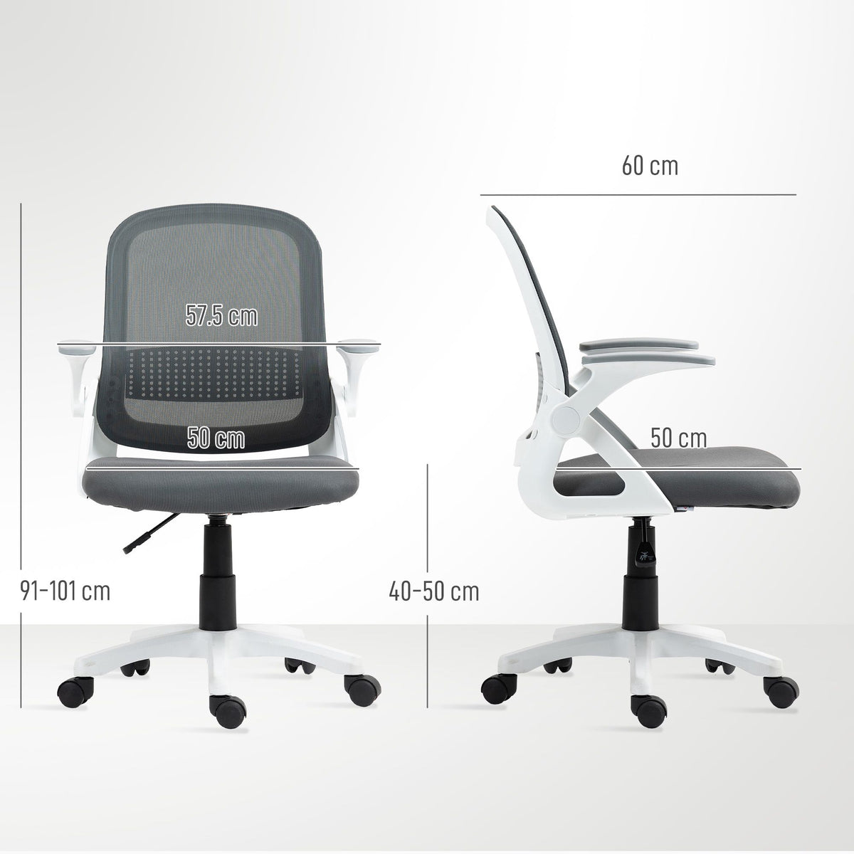 Ergonomic Mesh Office Chair with Foldable Arms, Gray