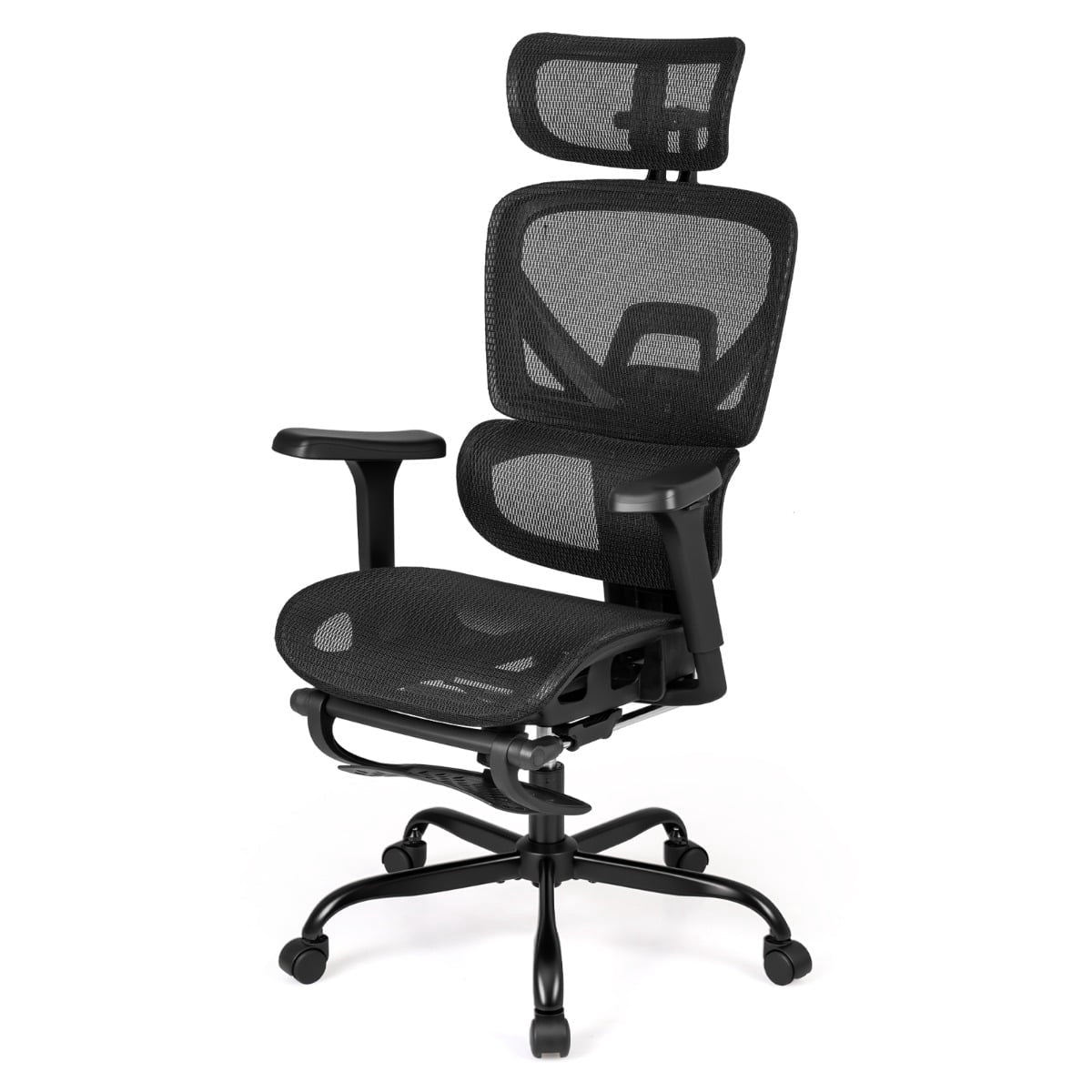 Ergonomic Mesh Office Chair with Footrest, Black