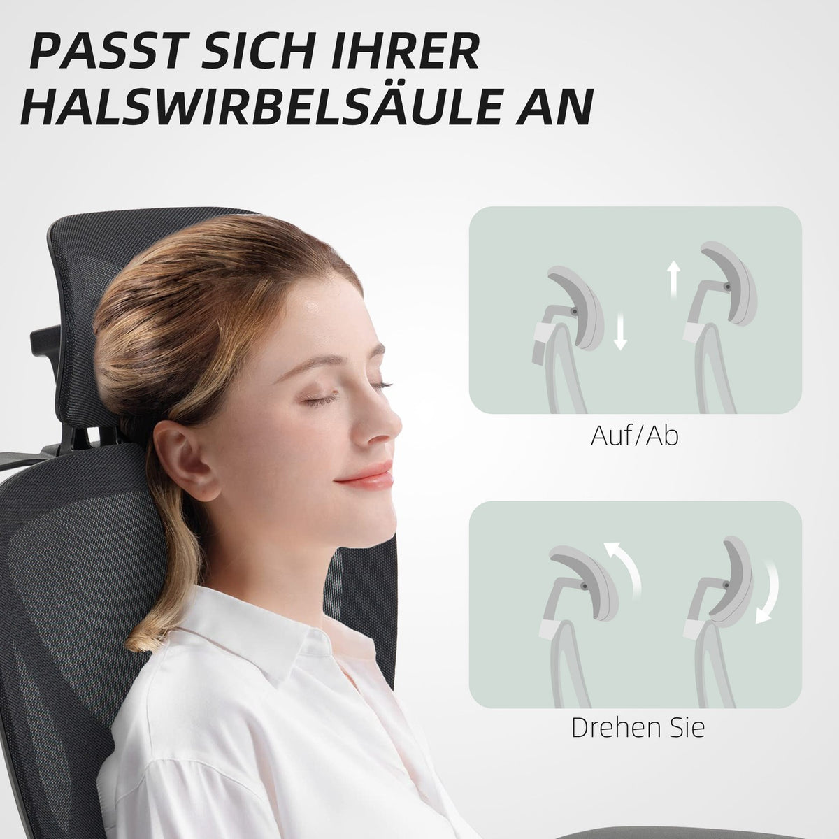 Ergonomic Office Chair, Adjustable, 135° Recline, Black