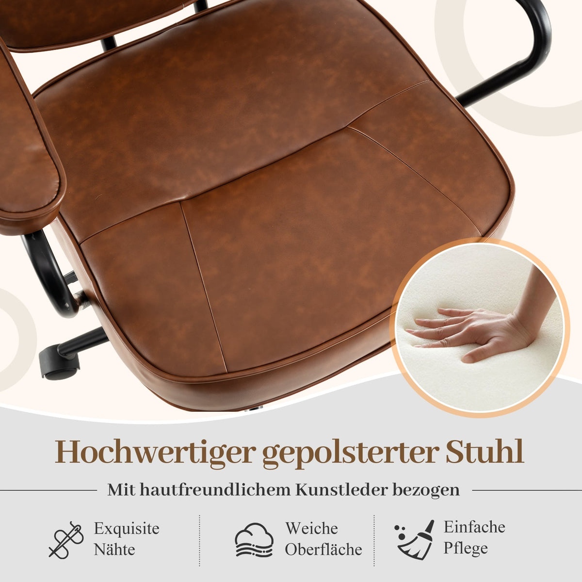 Ergonomic Office Chair, Adjustable, Brown Faux Leather