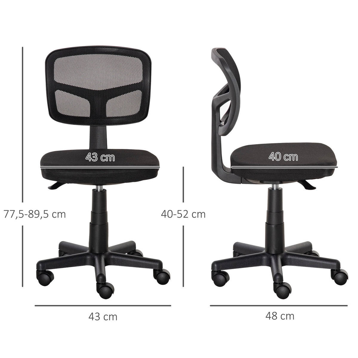 Ergonomic Office Chair, Adjustable Height, Black Mesh
