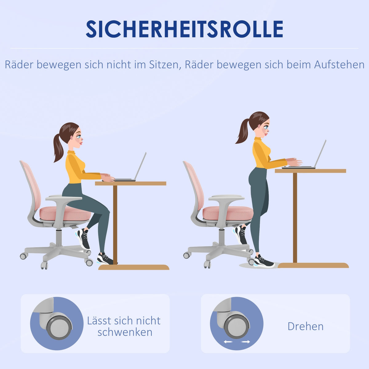 Ergonomic Office Chair, Adjustable Height, Pink, 360° Swivel