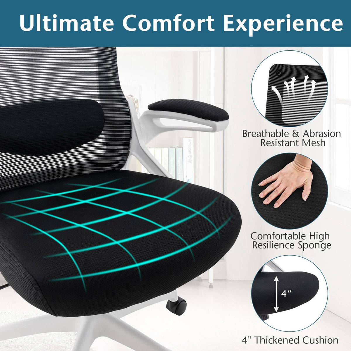 Ergonomic Office Chair – Adjustable Lumbar, Mesh, White