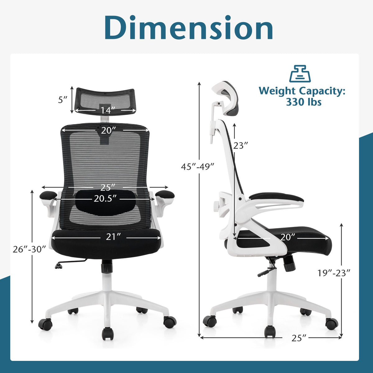 Ergonomic Office Chair – Adjustable Lumbar, Mesh, White