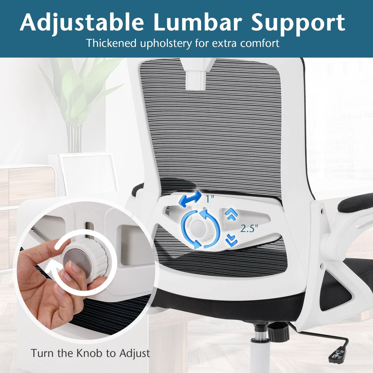 Ergonomic Office Chair – Adjustable Lumbar, Mesh, White